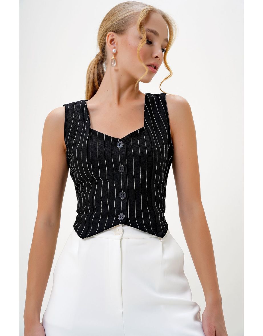Trendyol Black Stripped Vest