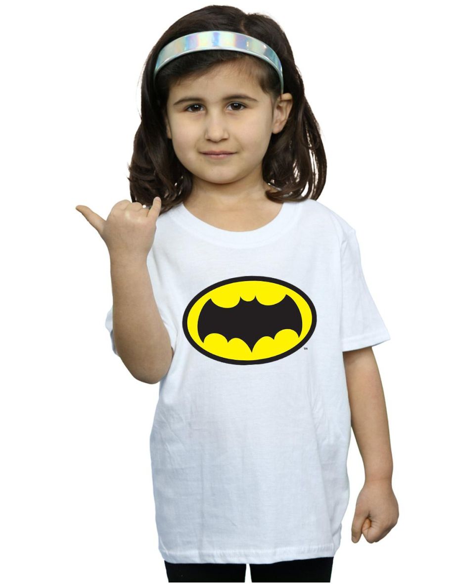 DC Comics Girls Batman TV Series Logo Cotton T-Shirt - White