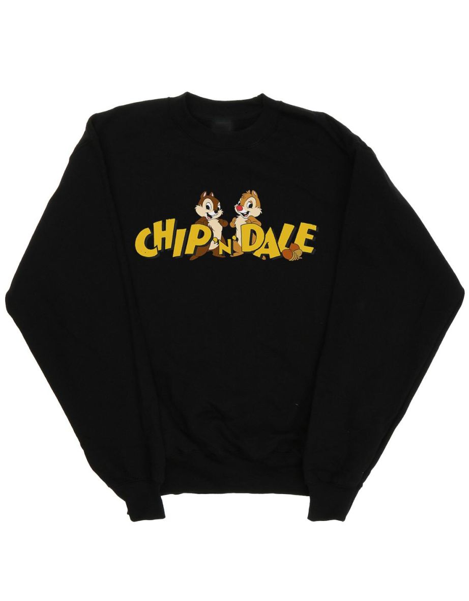 Disney Girls Chip And Dale Character Logo Sweatshirt - Black