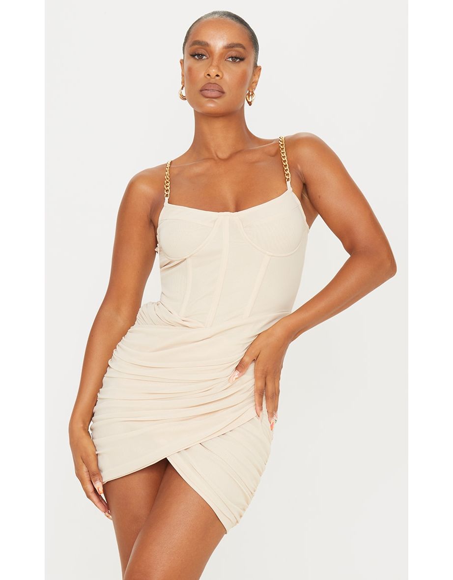 Stone Corset Chain Strap Bodycon Dress