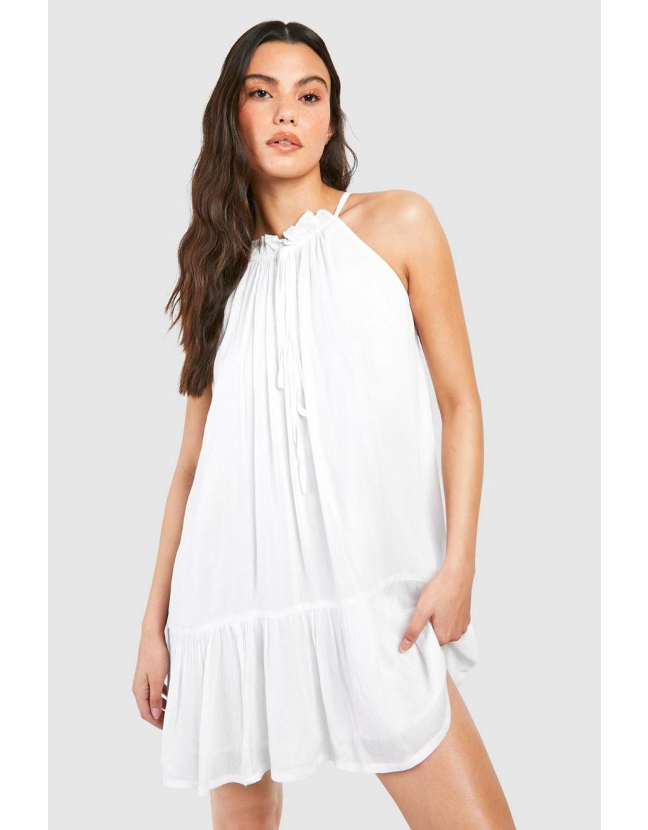 Cheesecloth Mini Smock Dress - white