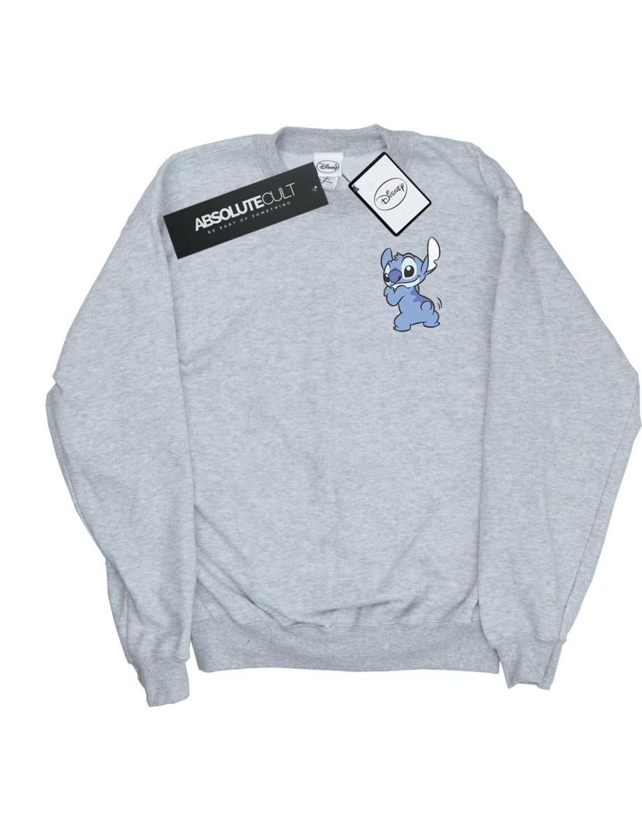 Disney Girls Lilo And Stitch Stitch Backside Breast Print Sweatshirt - Sports Grey