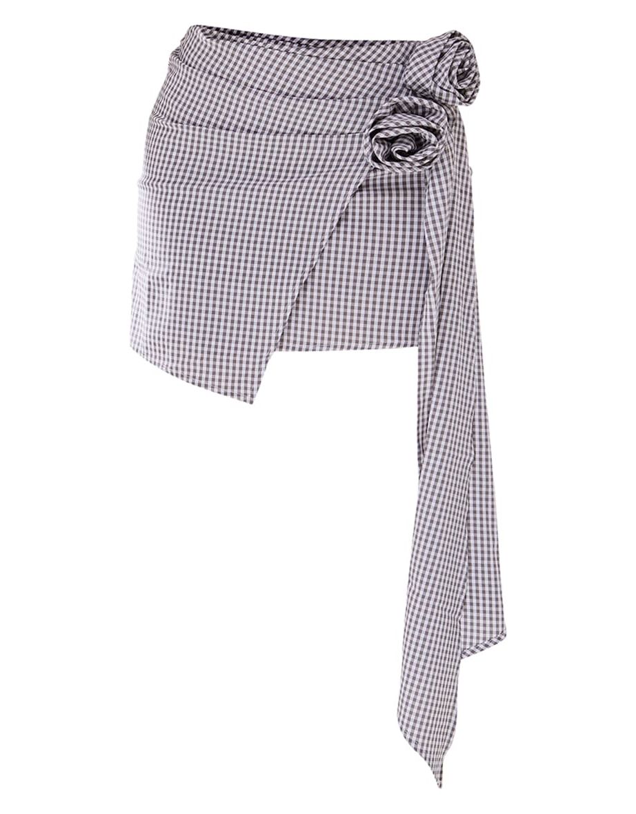 Petite Column Mini Skirt with Check Prints - 5