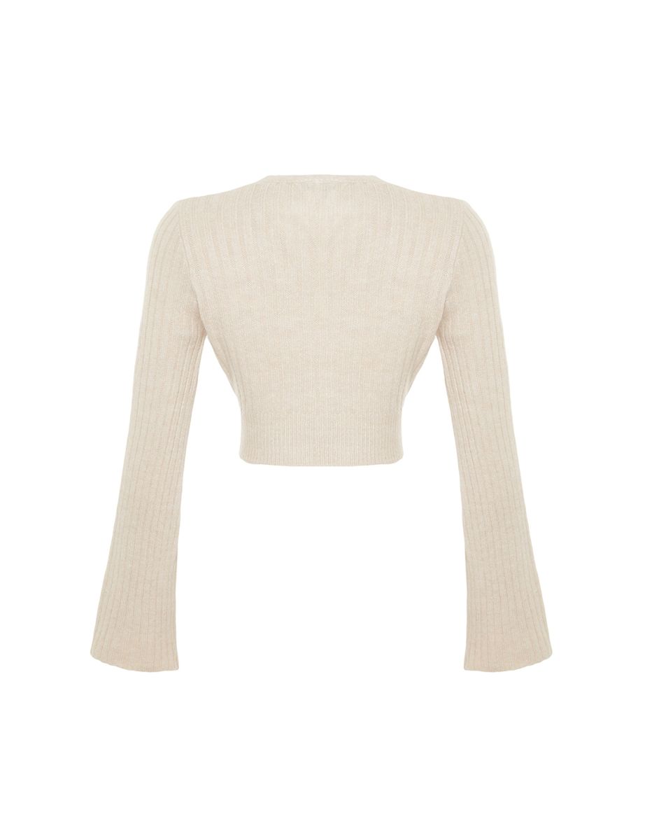 Stone Crop Soft Textured Double Breasted Knitwear Sweater - 7