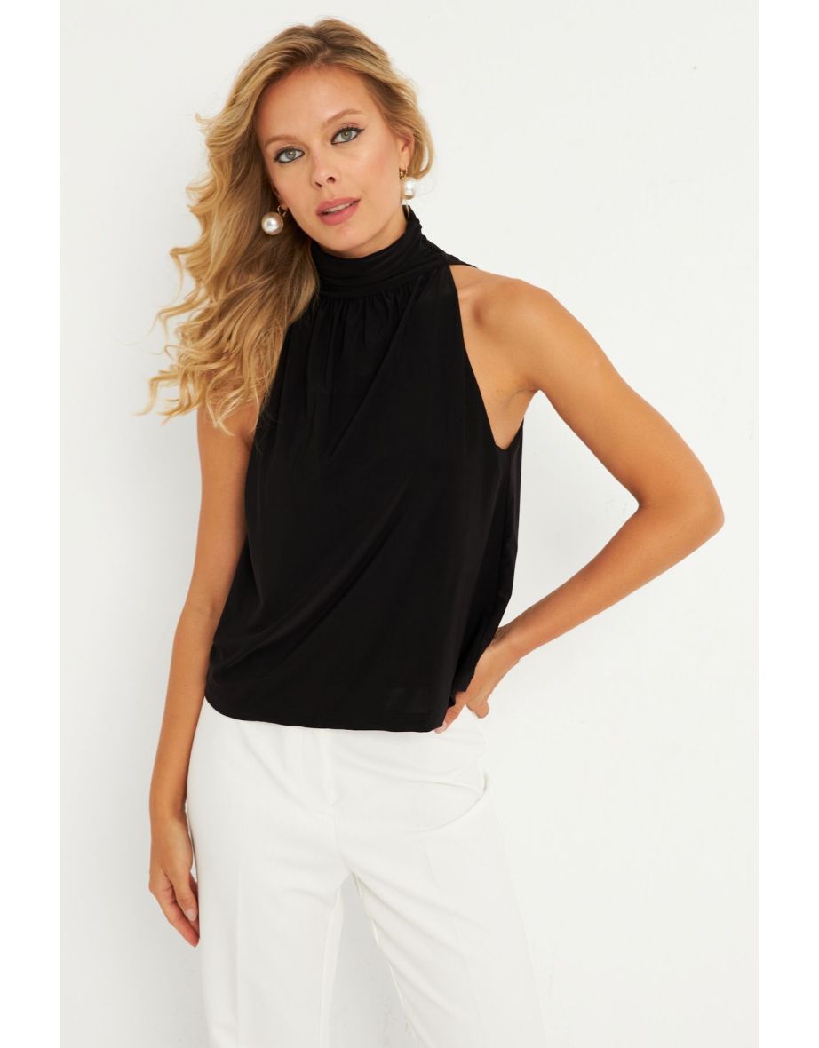Women's Black Back Buttoned Blouse