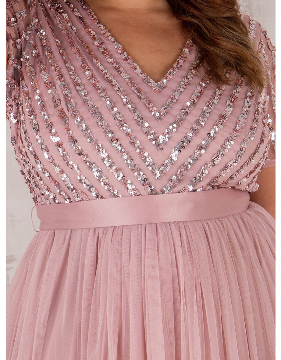 Maya Frosted Pink Satin Sash Belt - 1