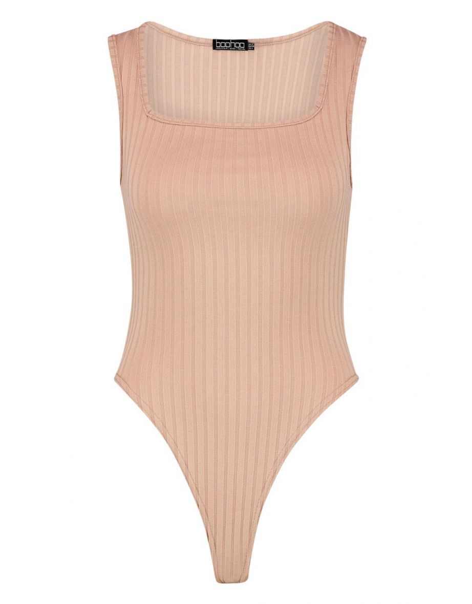 Tall Square Neck Rib Bodysuit - camel - 1