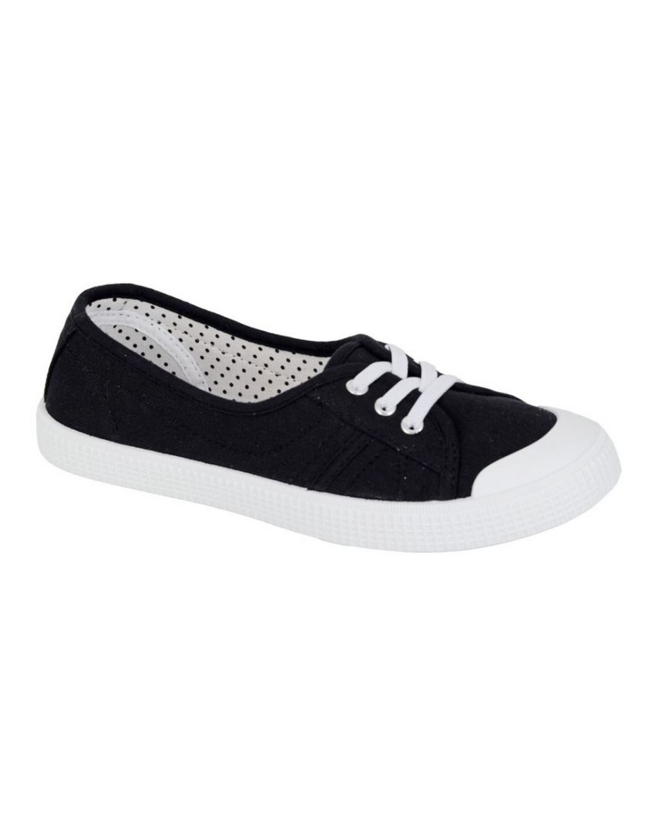 Ladies black store canvas pumps