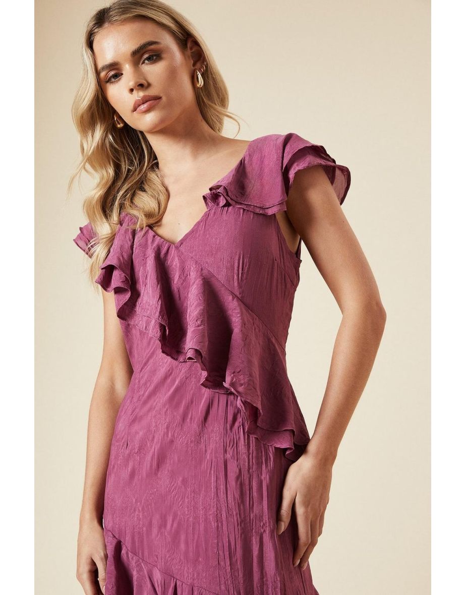 Petite DP Luxe Textured Sleeveless Ruffle Midi Dress - 3