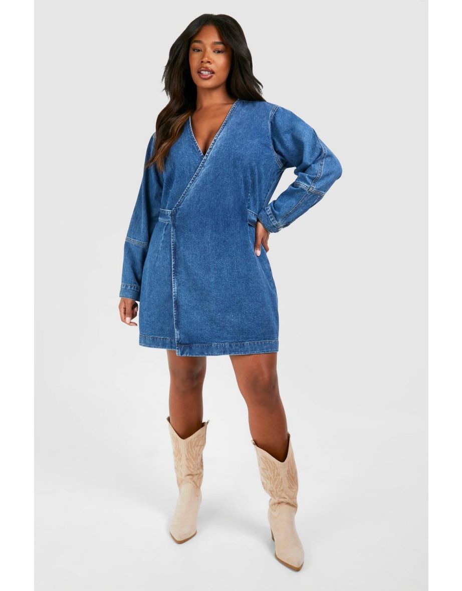 Plus Denim Wrap Dress