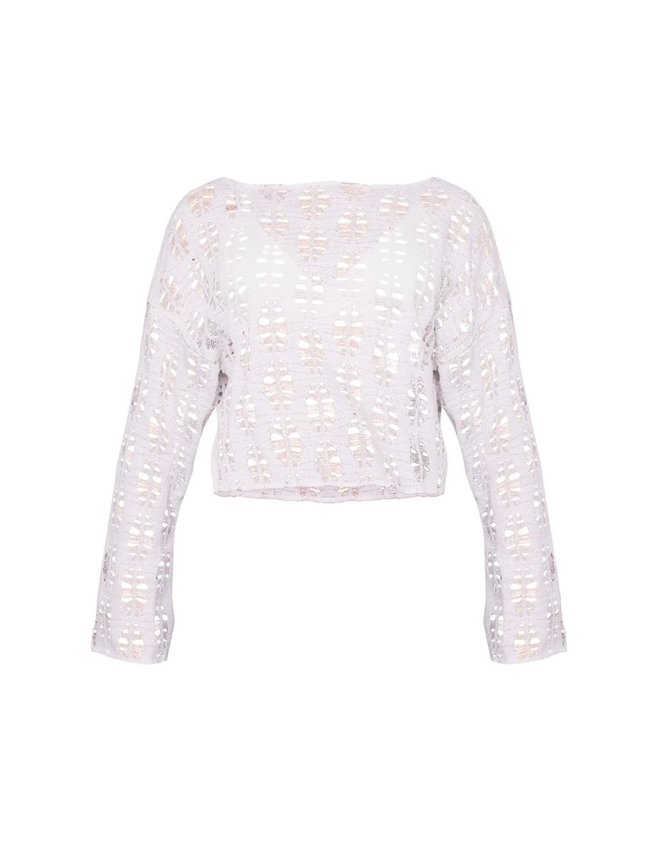 Petite Cream Distressed Cropped Jumper - 4