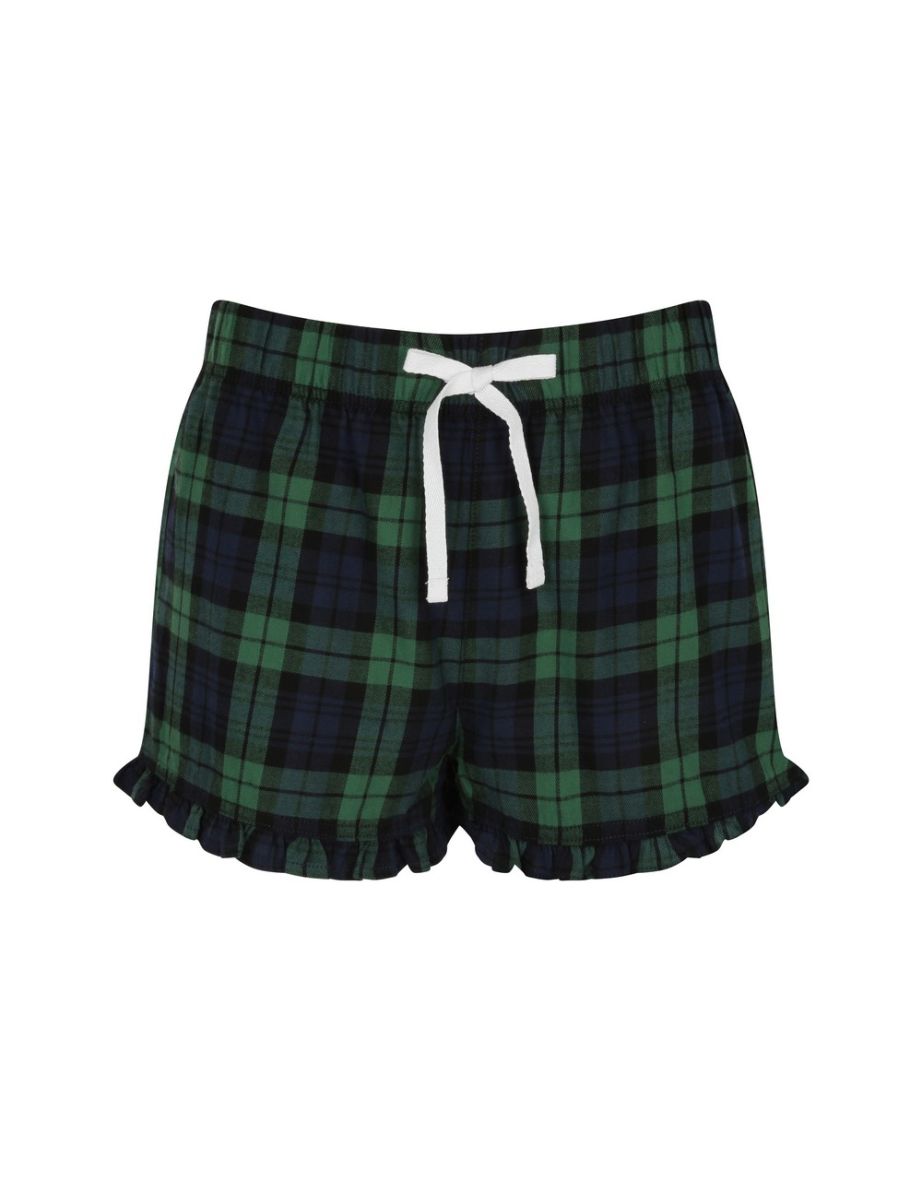Skinnifit Womens/Ladies Tartan Shorts - Navy/Green Check