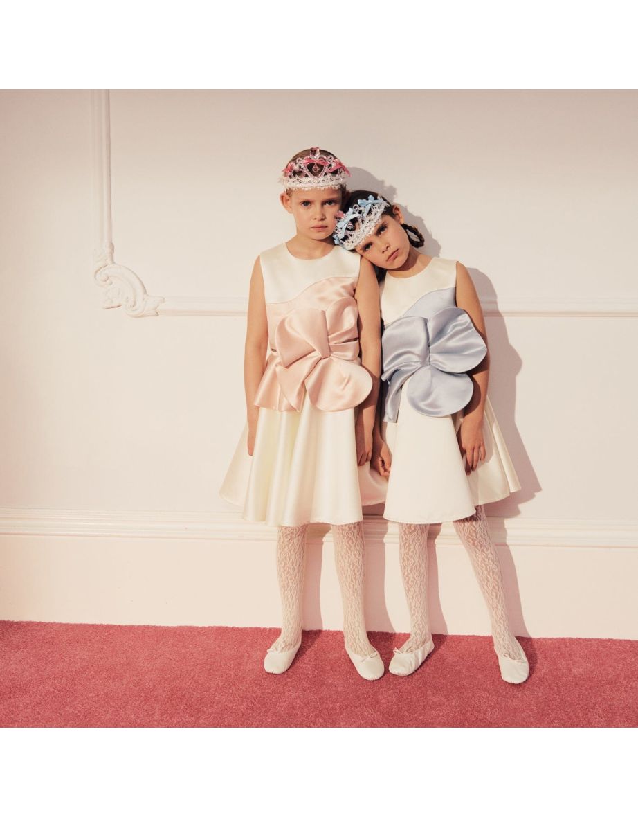 Girls Florette Satin Dress in White