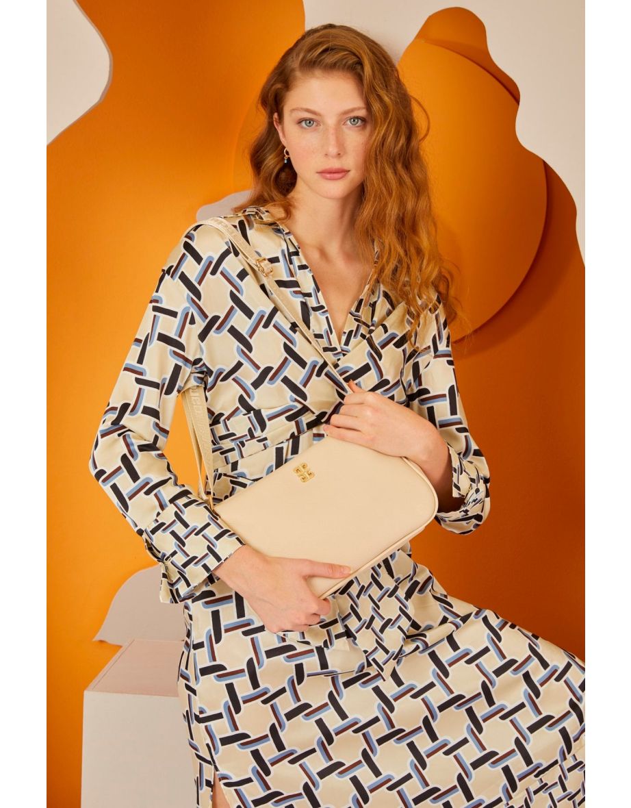 Print Women's Beige Shoulder Bag