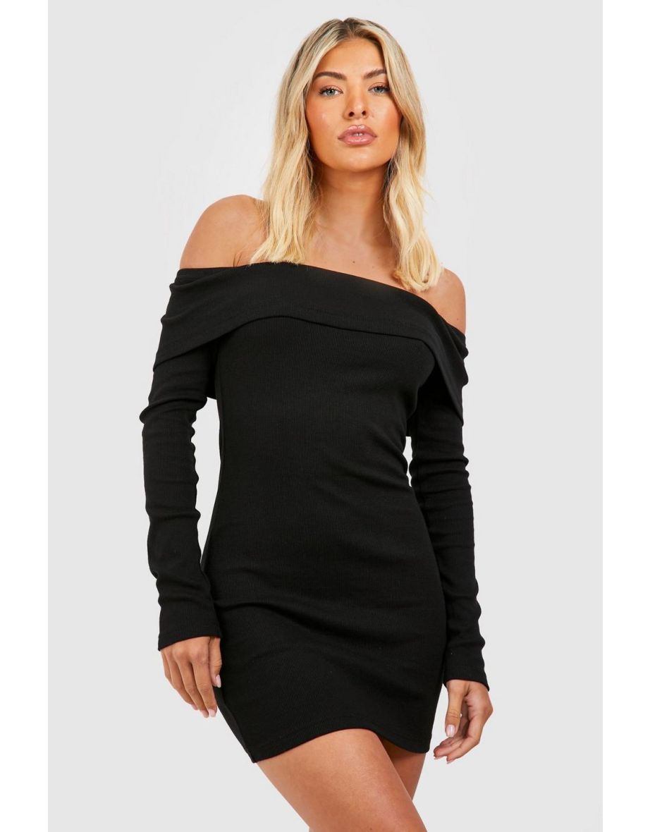 Basic Bardot Bodycon Dress - black