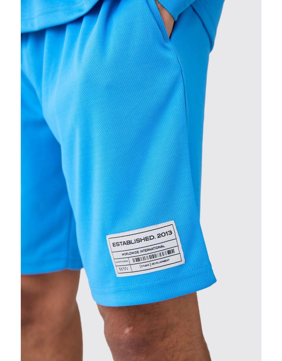 Oversized Los Angeles Rugby Mesh Polo & Mesh Shorts Set - blue - 2