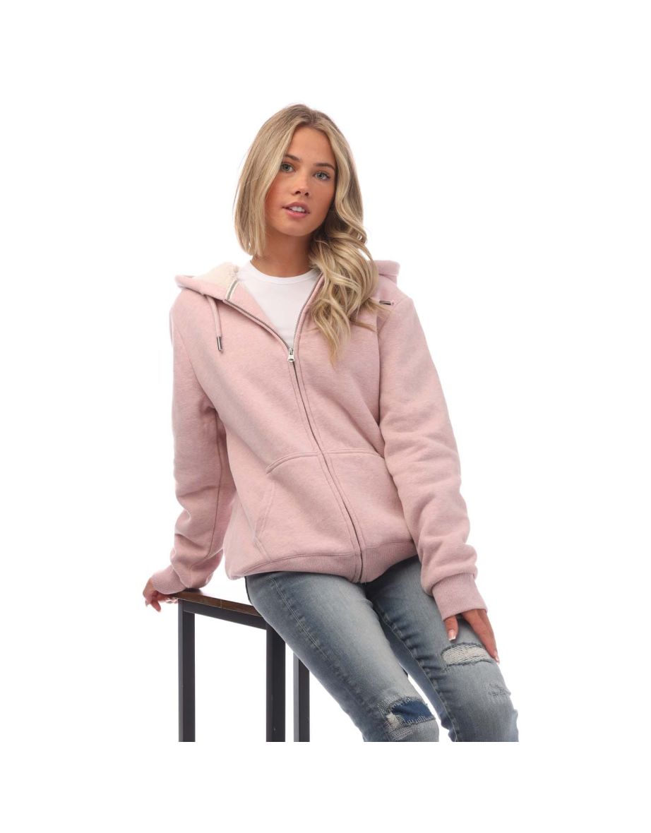 Women's Superdry Borg Lined Zip Hoodie in Pink - 4