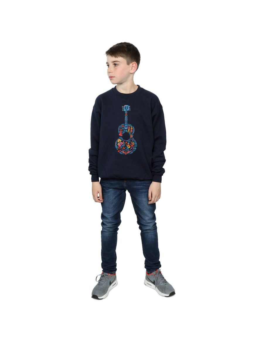 Disney Boys Coco Guitar Pattern Sweatshirt - Navy Blue - 3