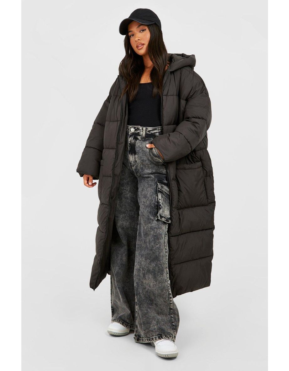 Petite Hooded Longline Puffer Jacket