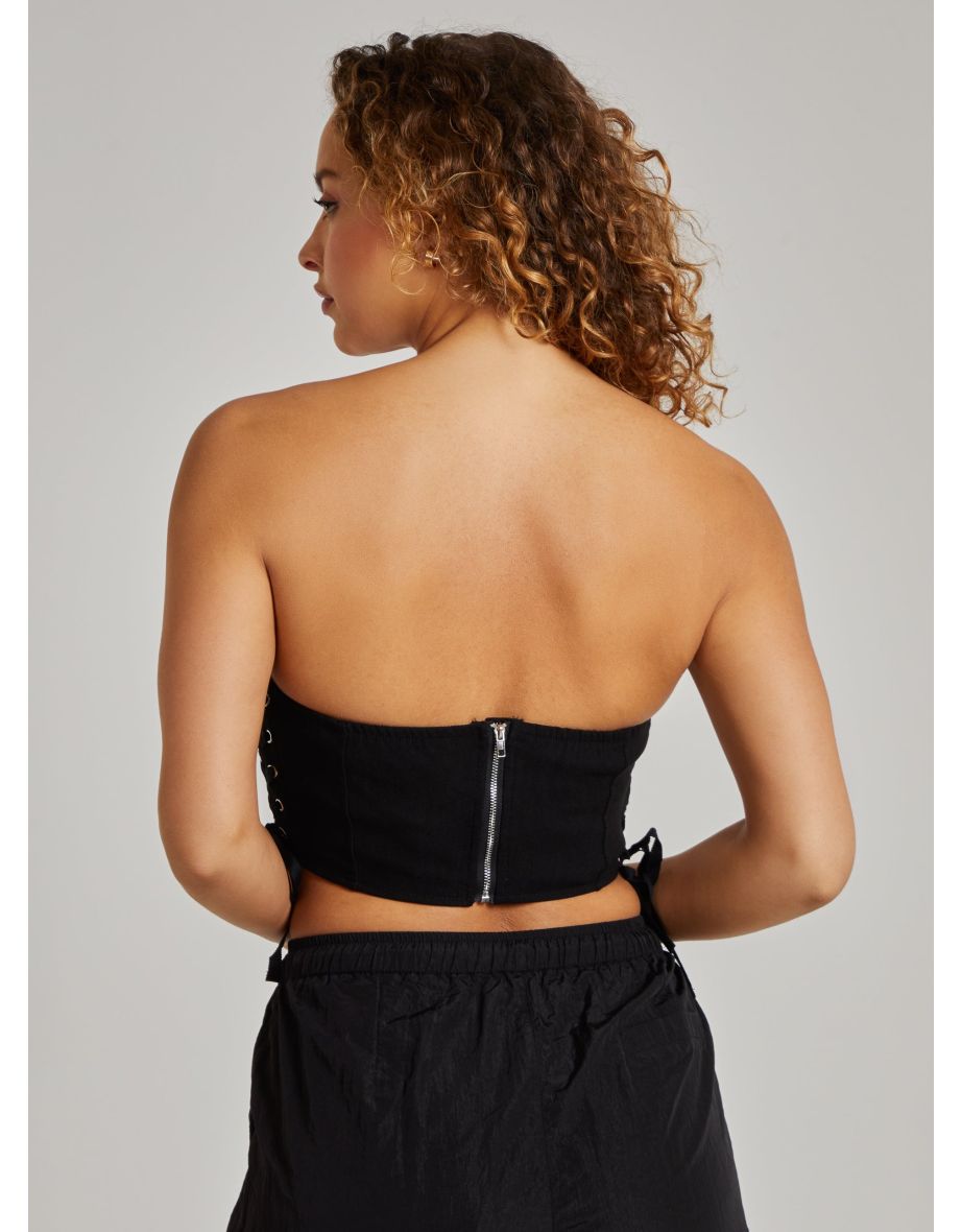 Cargo Side Lace Up Corset Bandeau Top - 3