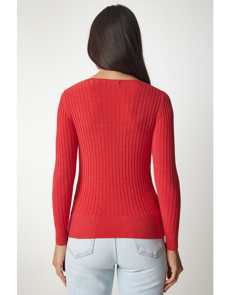 Happiness İStanbul Knitted V-Neck Blouse - 4