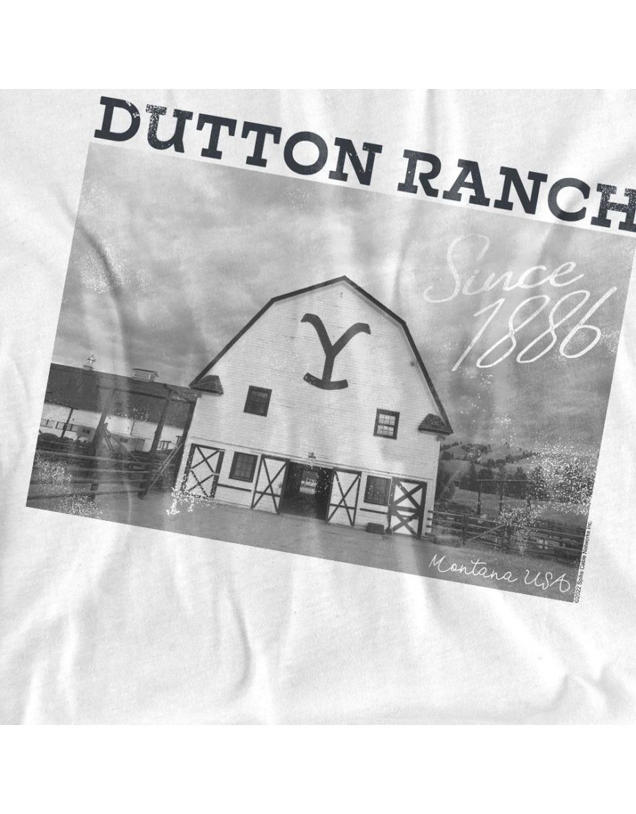 Yellowstone Unisex Adult Dutton Barn T-Shirt - White - 3