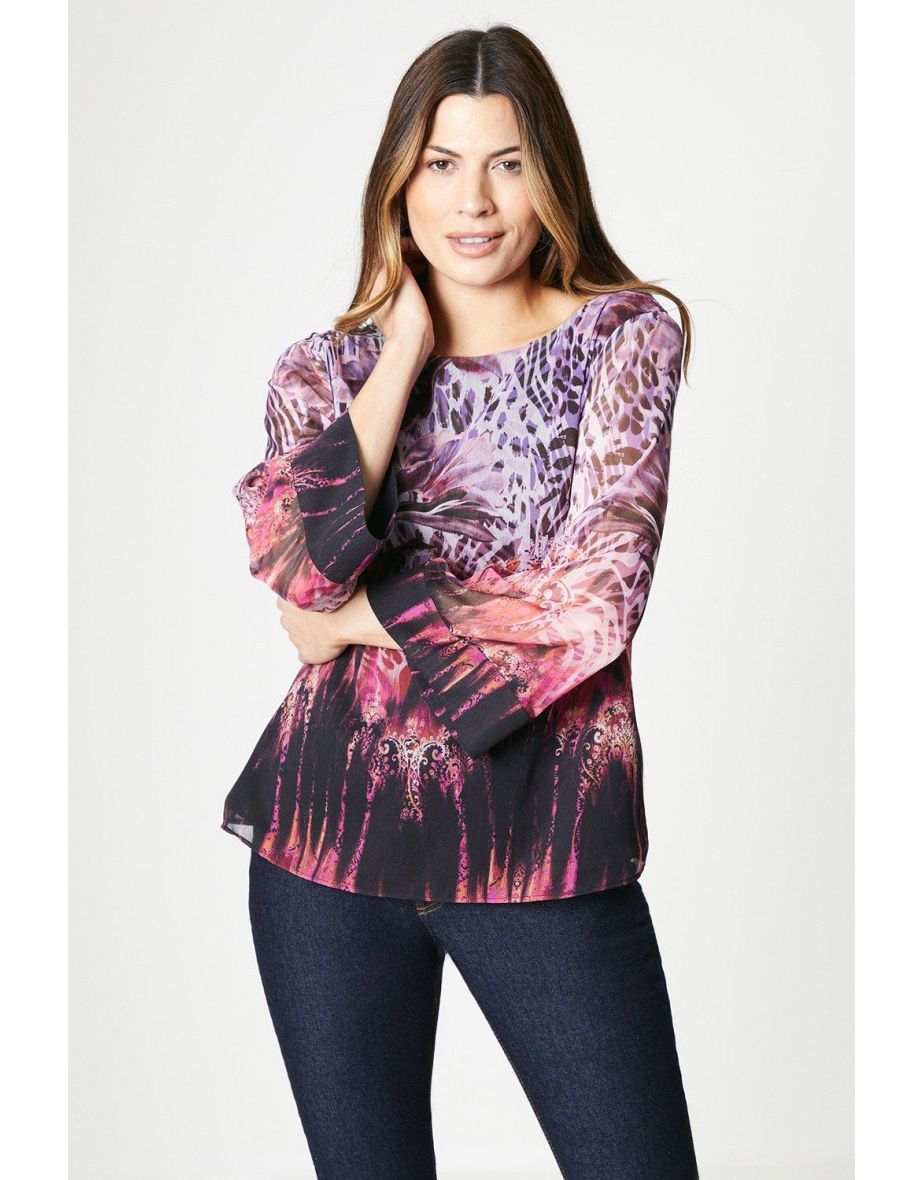 Animal Print Chiffon Blouse