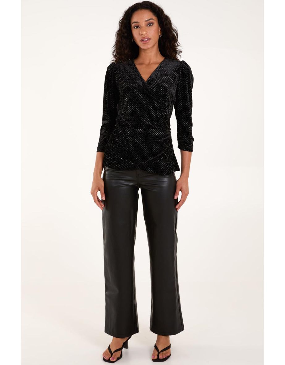 Wrap Glitter Velvet Top