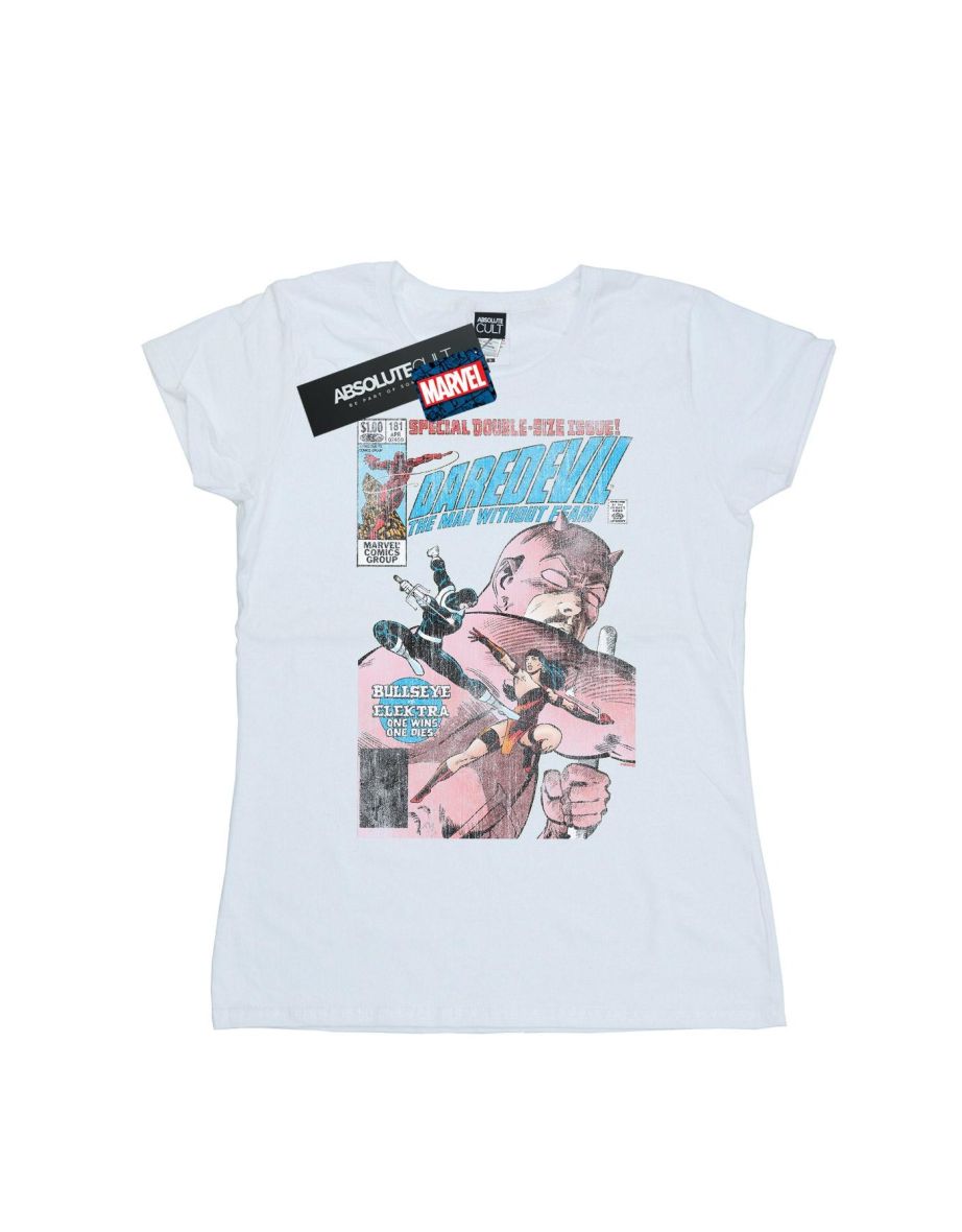 Marvel Womens/Ladies Daredevil Distressed Bullseye Vs Elektra Cover Cotton T-Shirt - White - 1