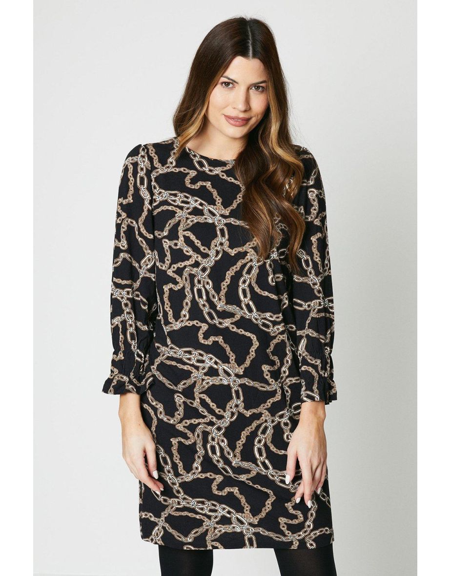 Shop Chain Print Jersey Shift Dress Online in Bahrain VogaCloset