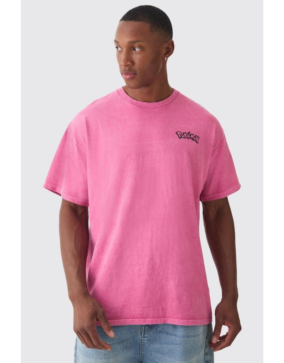Oversized Pokemon Sylveon Wash License T-shirt - pink - 2