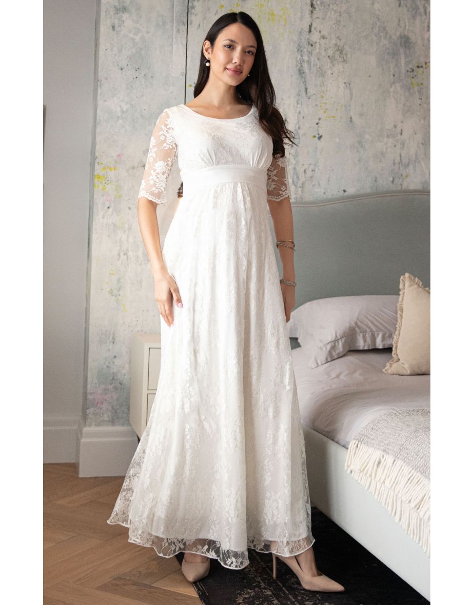 Esther Lace Maternity Nursing Gown (Ivory)