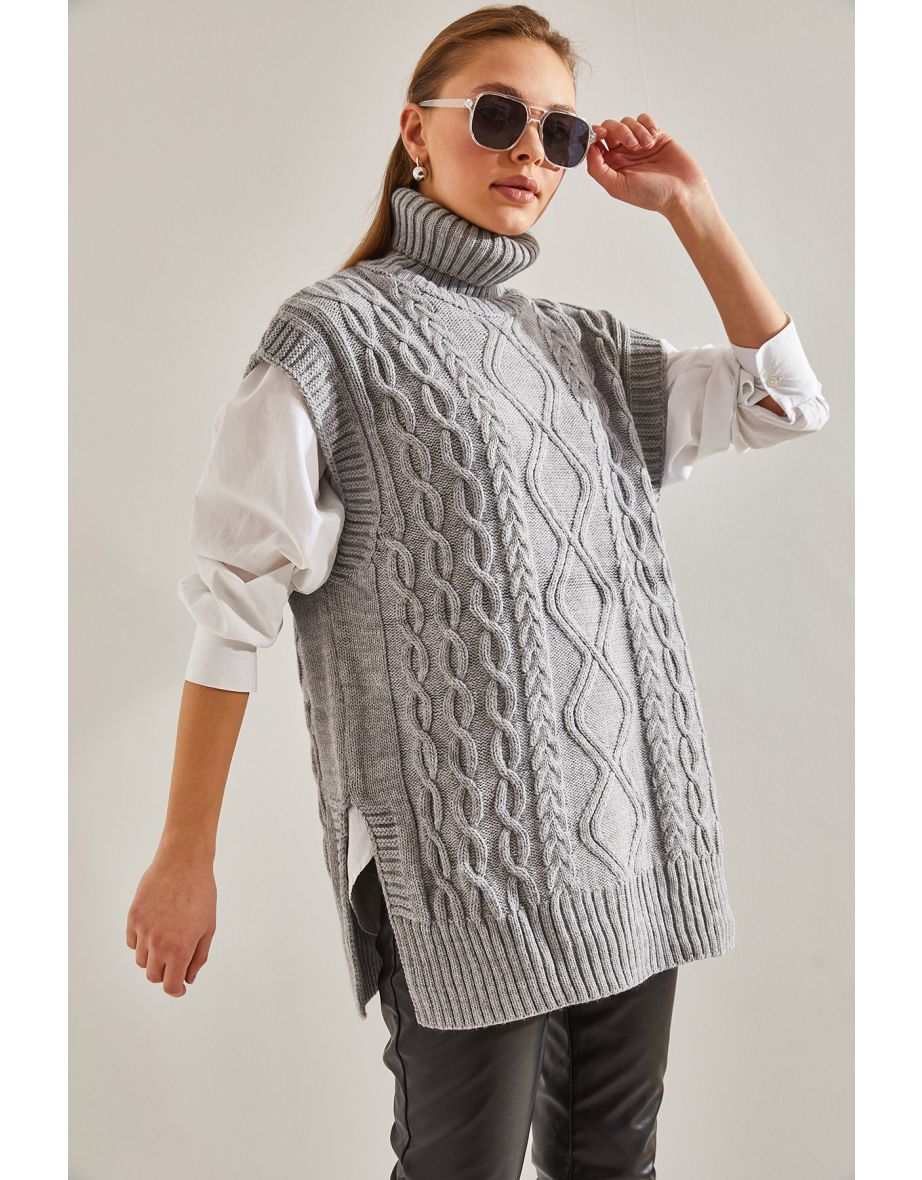 Women's Turtleneck Hair Braided Knitwear Sweater