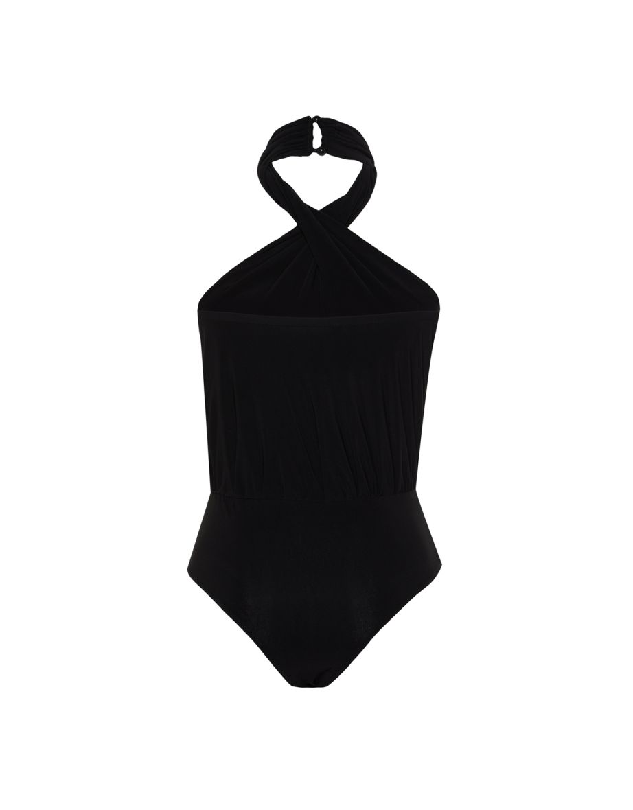 Black Halter Neck Knitted Bodysuit - 6