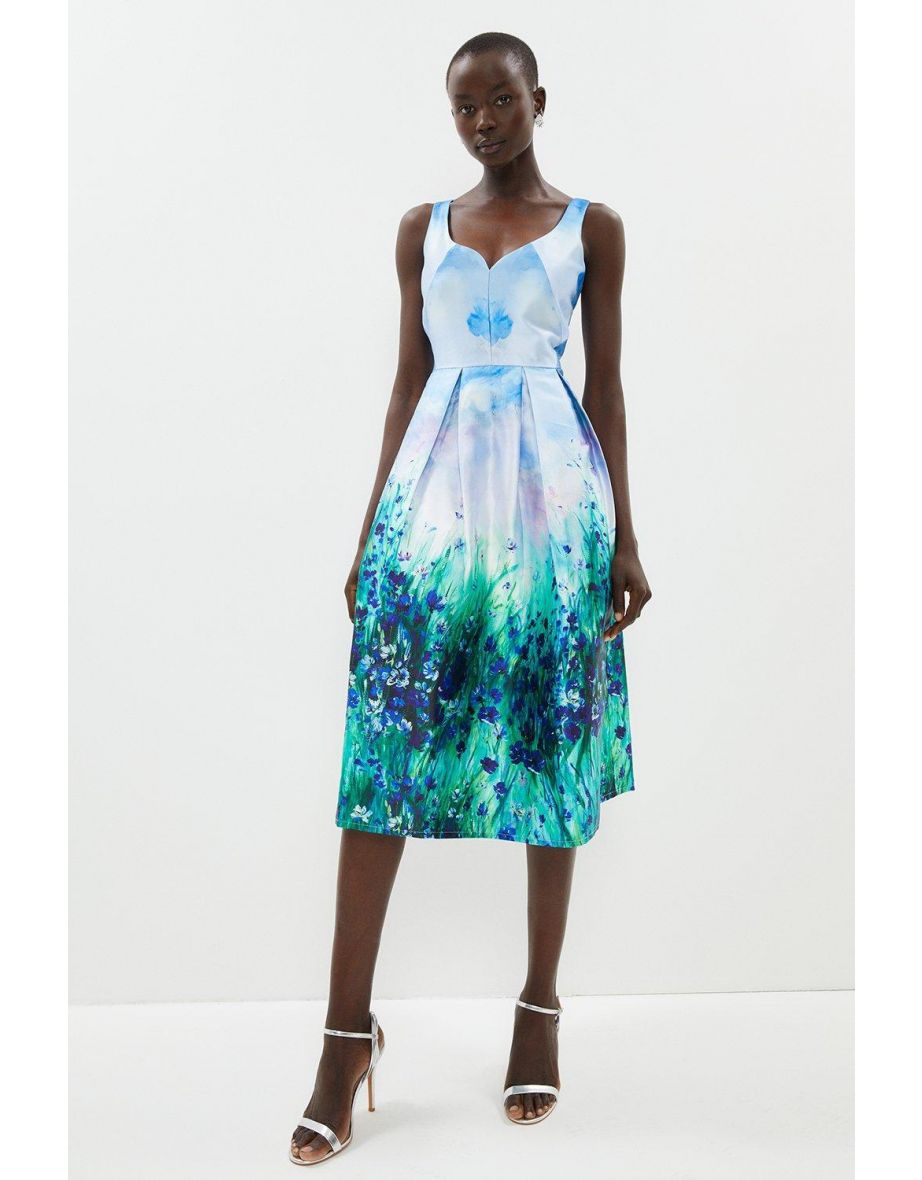 Structured Twill Seam Detail Midi Dress