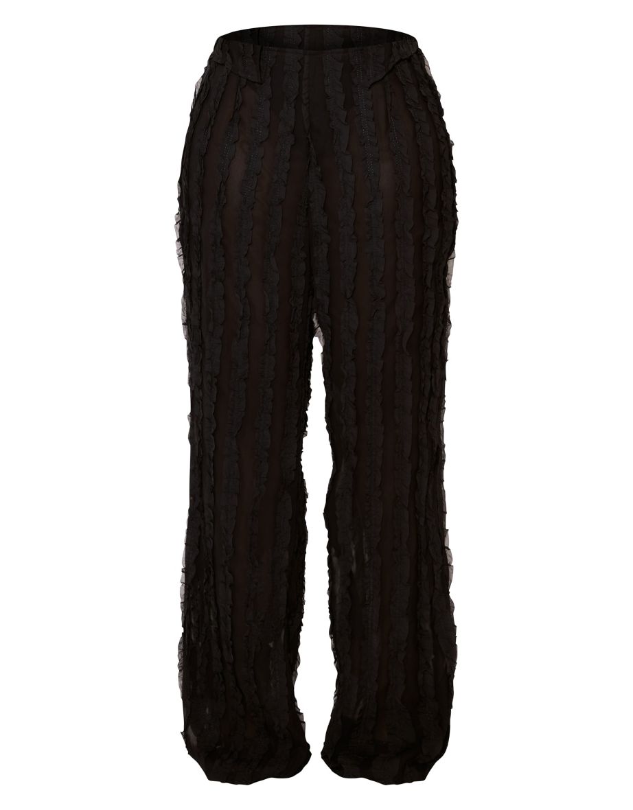 Shape Black Woven Frill Detail Wide Leg Trousers - 4