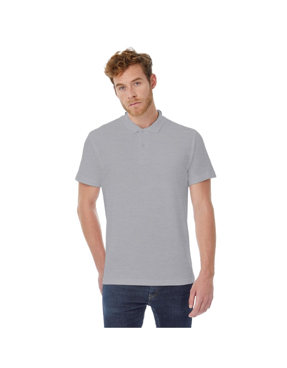 B&C ID.001 Mens Short Sleeve Polo Shirt - Heather Grey