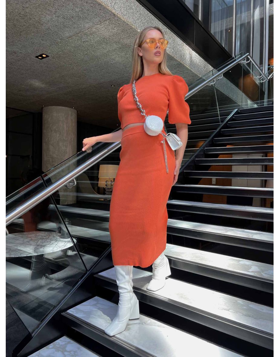 Glamorous Mandarin Orange Round Neck Knitted Jumper