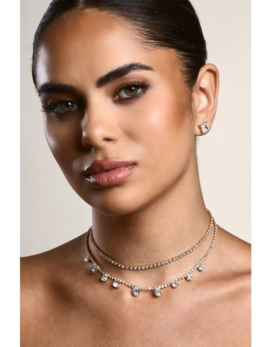 Orion | Gold Diamante Layered Necklace - 4