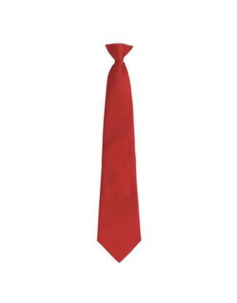 Premier Mens Fashion ”Colours” Work Clip On Tie - Red