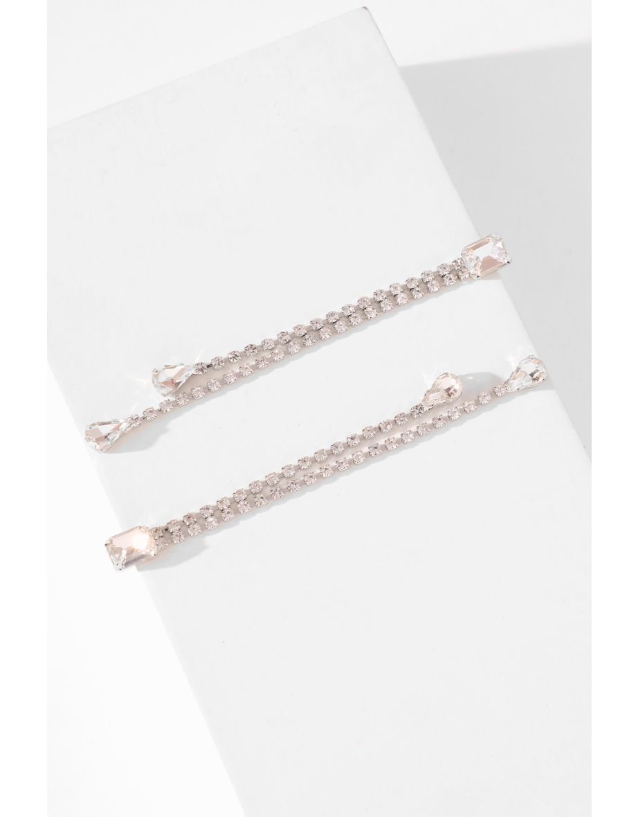 Quiz Silver Double Drop Earrings