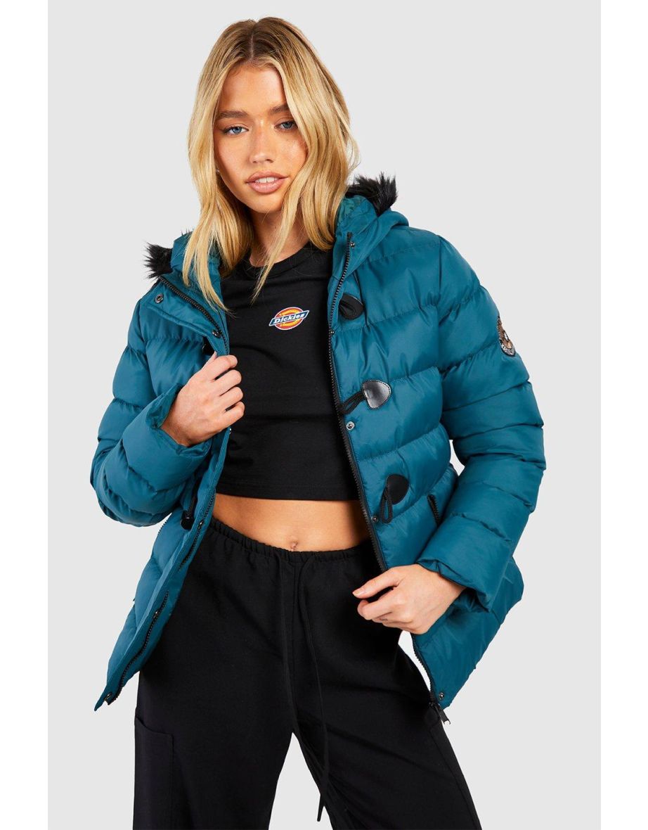 Short Quilted Bubble Jacket - teal