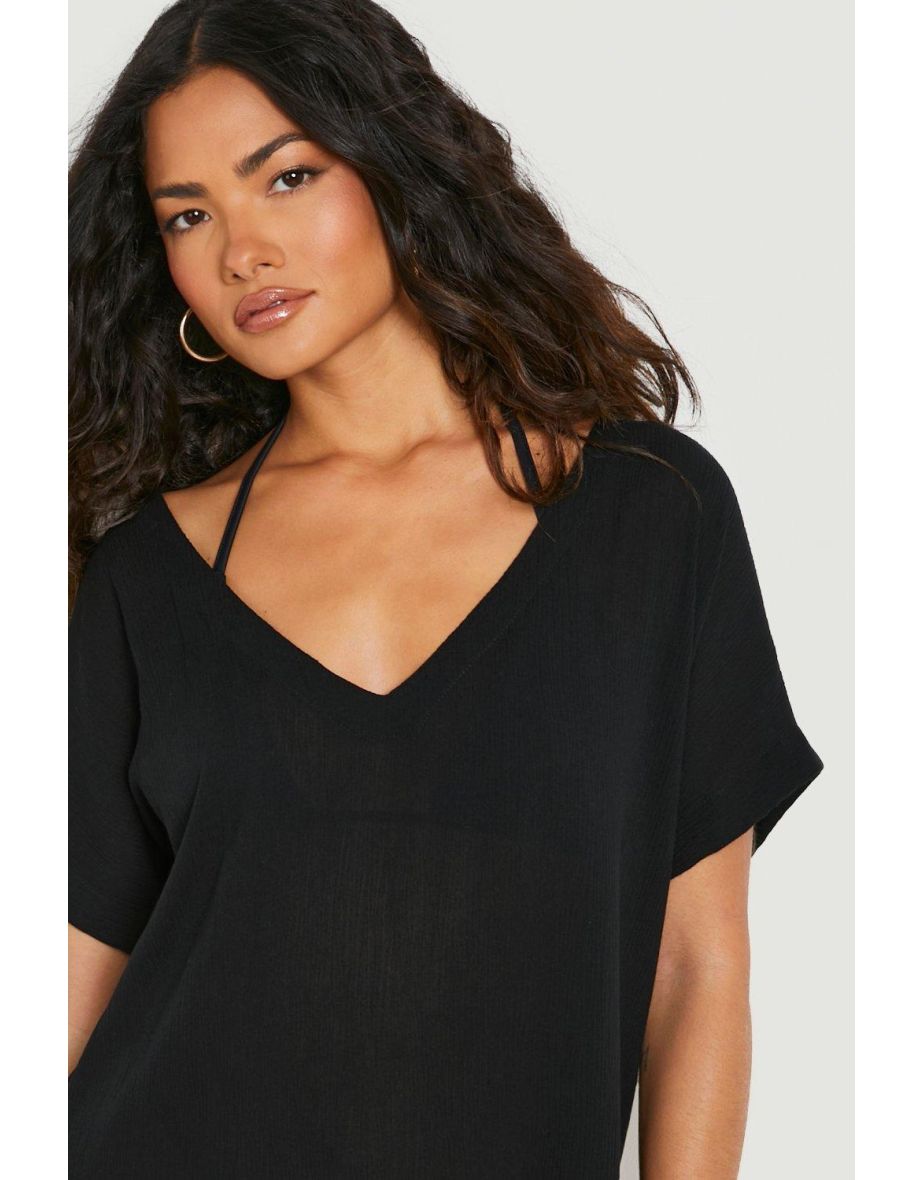Sustainable Crinkle Beach Kaftan - black - 3