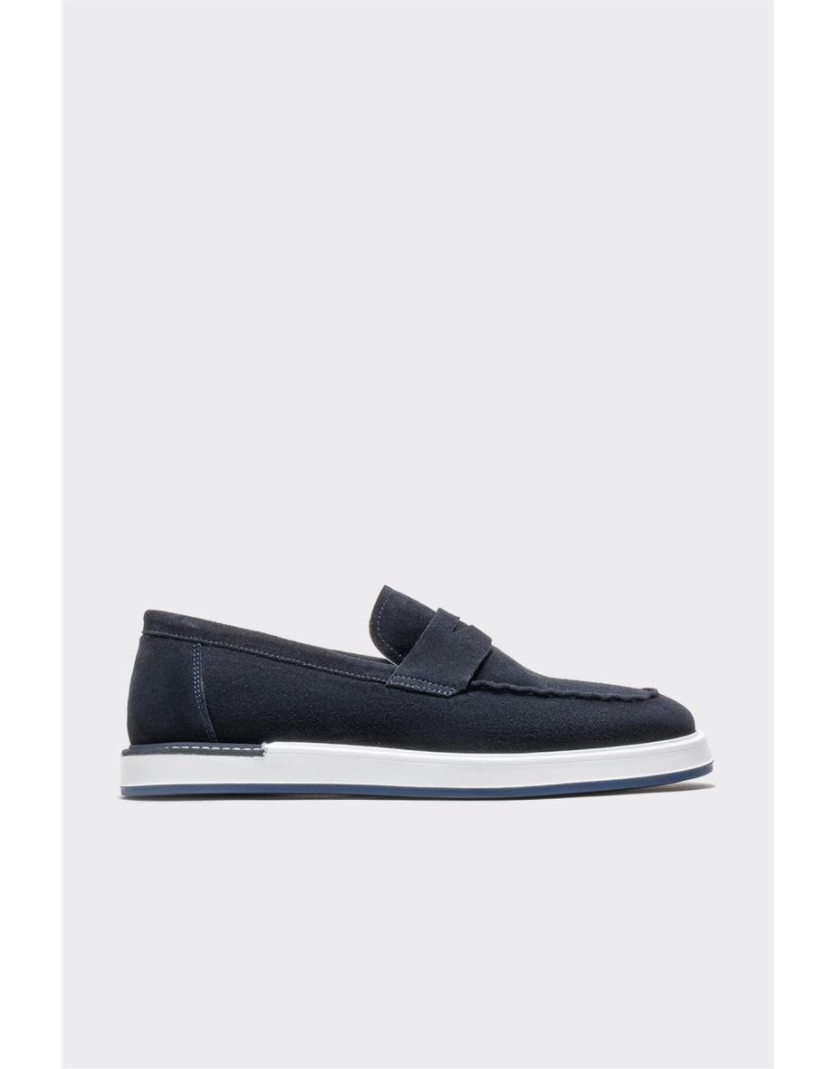 Navy Blue Leather Men's Loafer