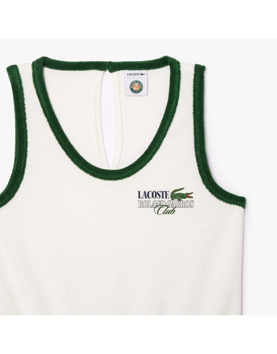 Women's Lacoste Roland-Garros Edition Terry Playsuit in Cream - 2
