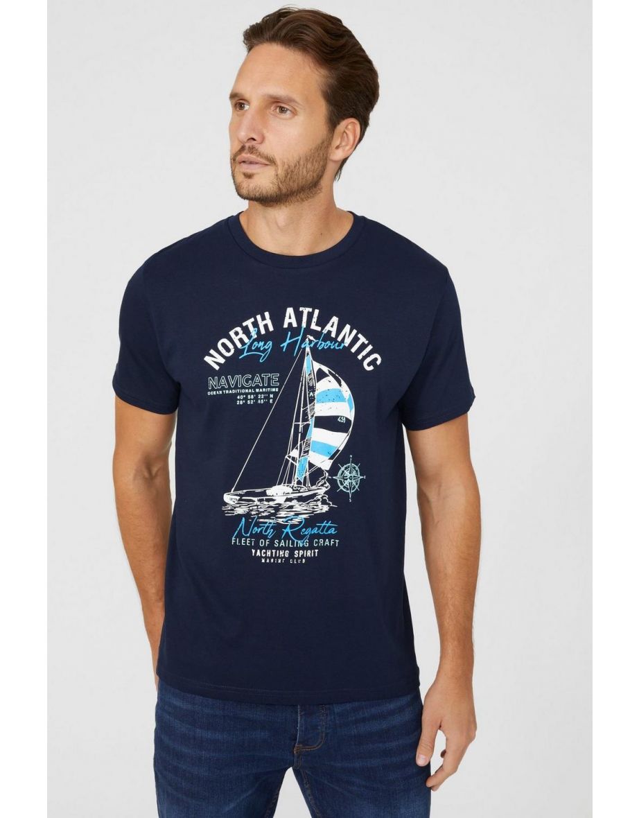 Long Harbour Printed Tee - navy