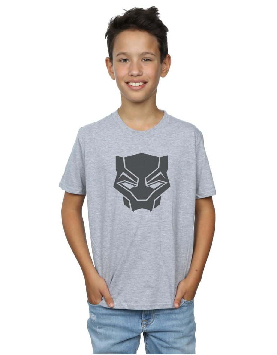 Marvel Boys Black Panther Black On Black T-Shirt - Sports Grey