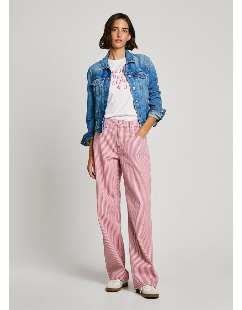 Striped Wide Leg Jeans with High Waist