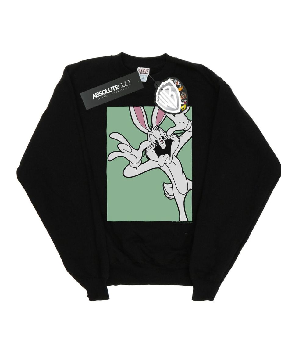 Looney Tunes Girls Bugs Bunny Funny Face Sweatshirt - Black