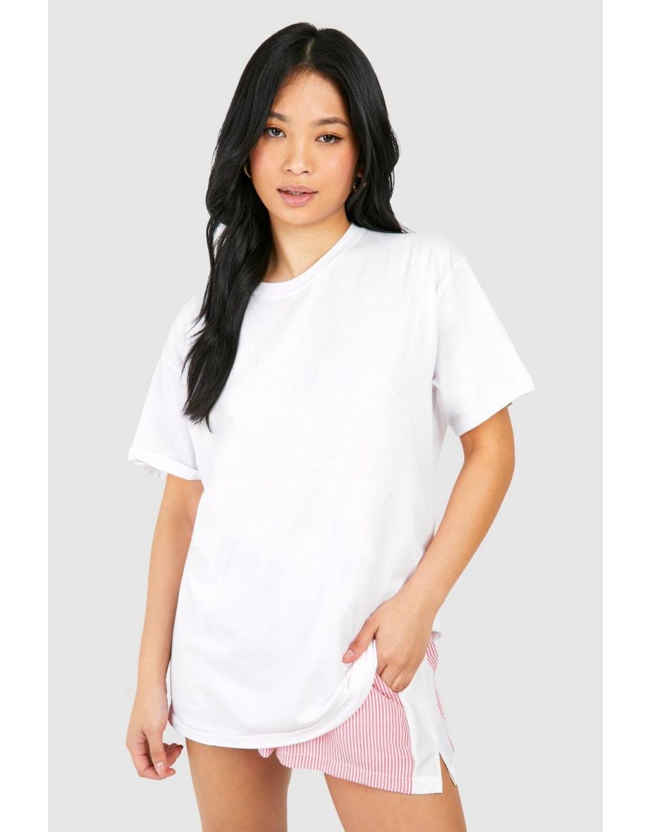 Petite Oversized Cocktail Graphic T-shirt - white